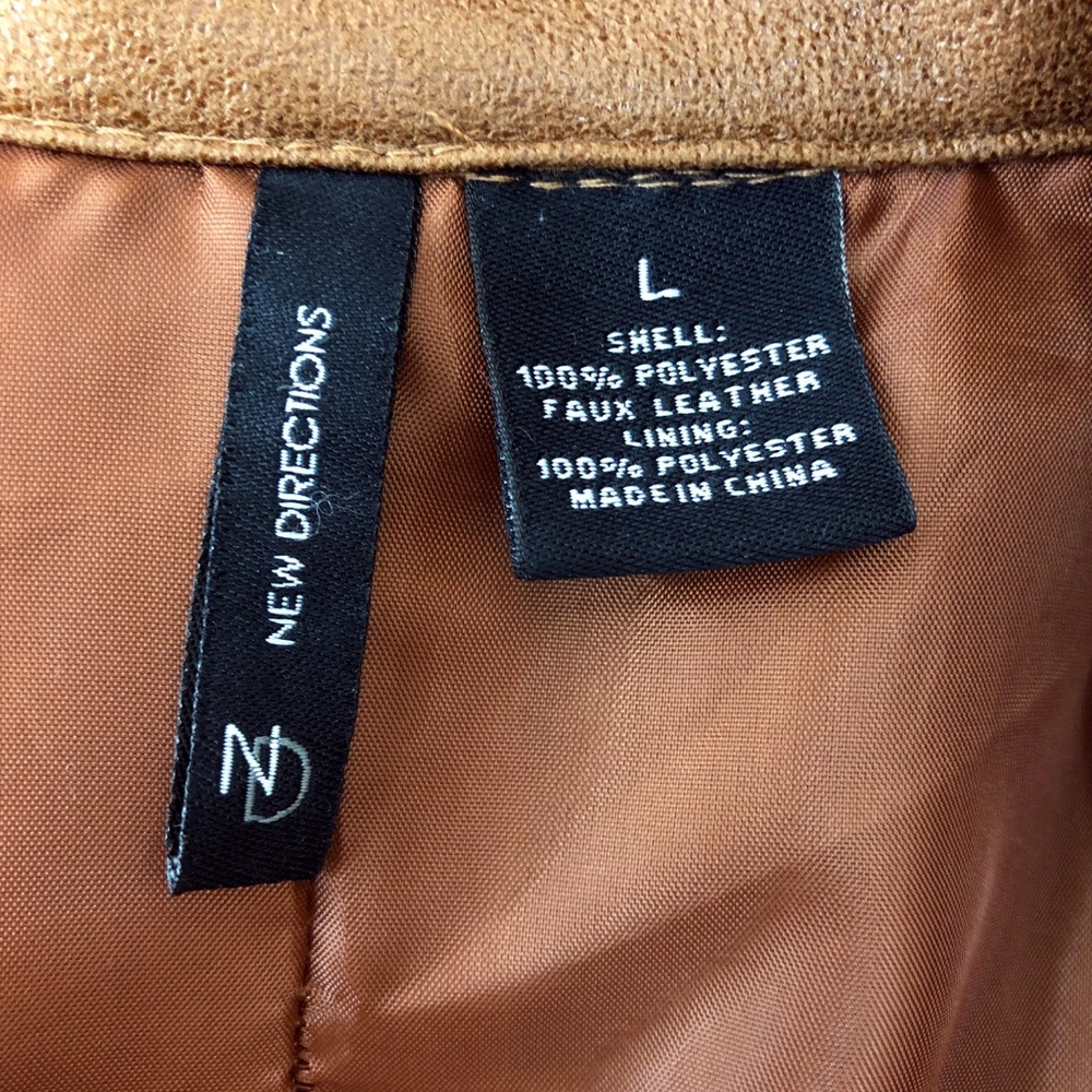 Jacket Dress Coat Women's Tan Faux Leather Large - Picture 4 of 8
